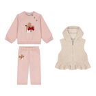 Baby Girls Pink & Beige Tracksuit Set, 1, hi-res