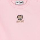 Younger Girls Pink Teddy Bear Logo Dress , 1, hi-res