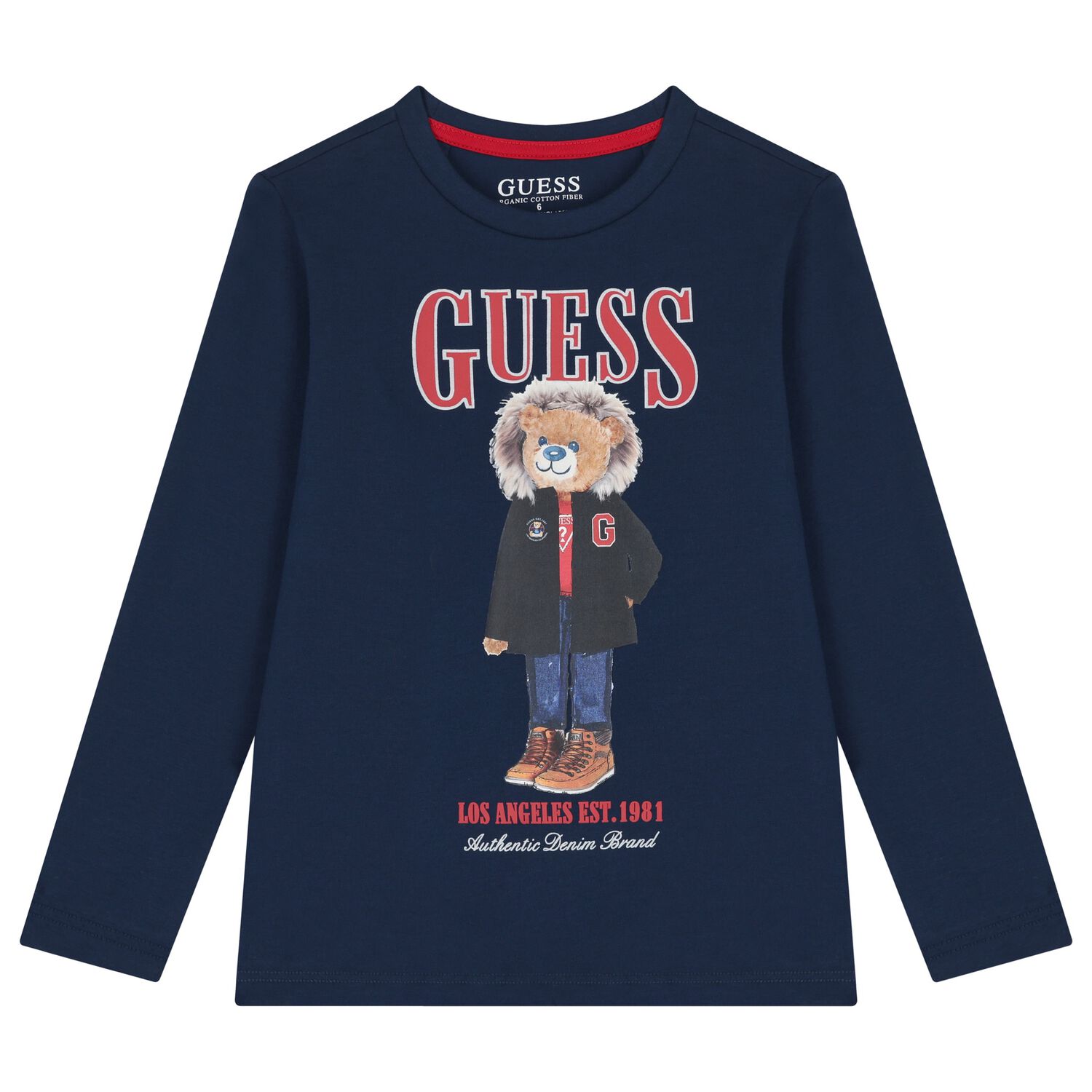 Boys Navy Blue Teddy Bear Long Sleeve Top, 3, hi-res