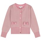 Girls Pink Bow Cardigan, 3, hi-res
