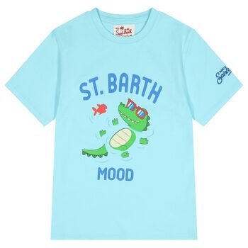 Boys Blue Crocodile Logo T-Shirt