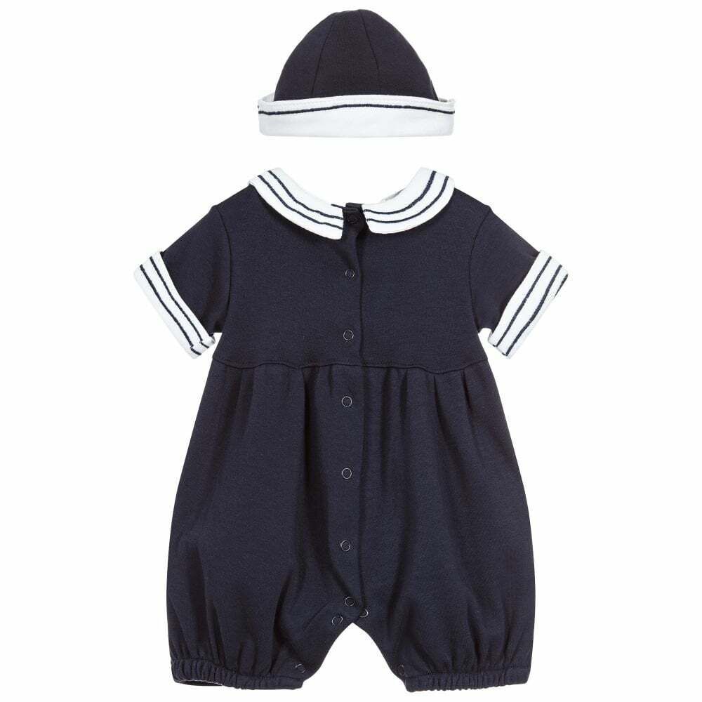 Navy romper baby boy sale