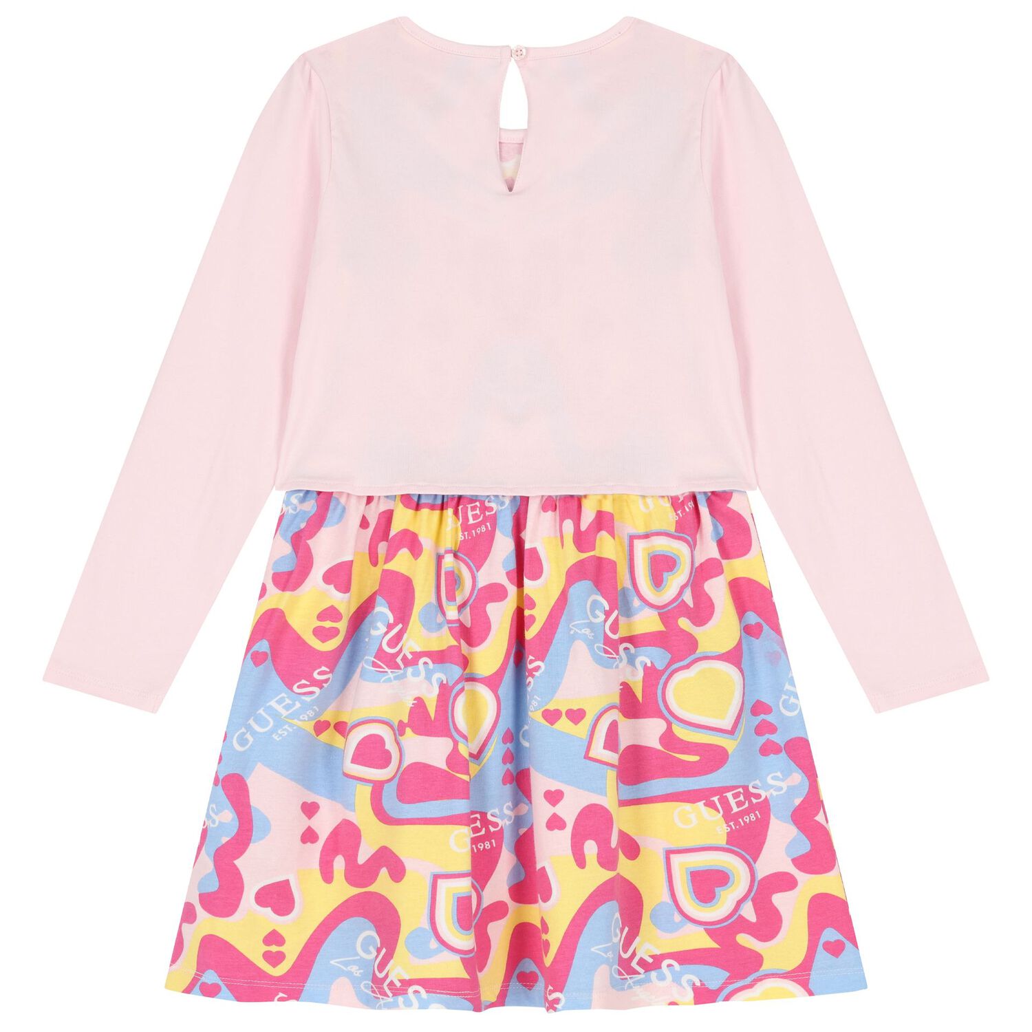 Girls Pink Logo Abstract Dress, 1, hi-res