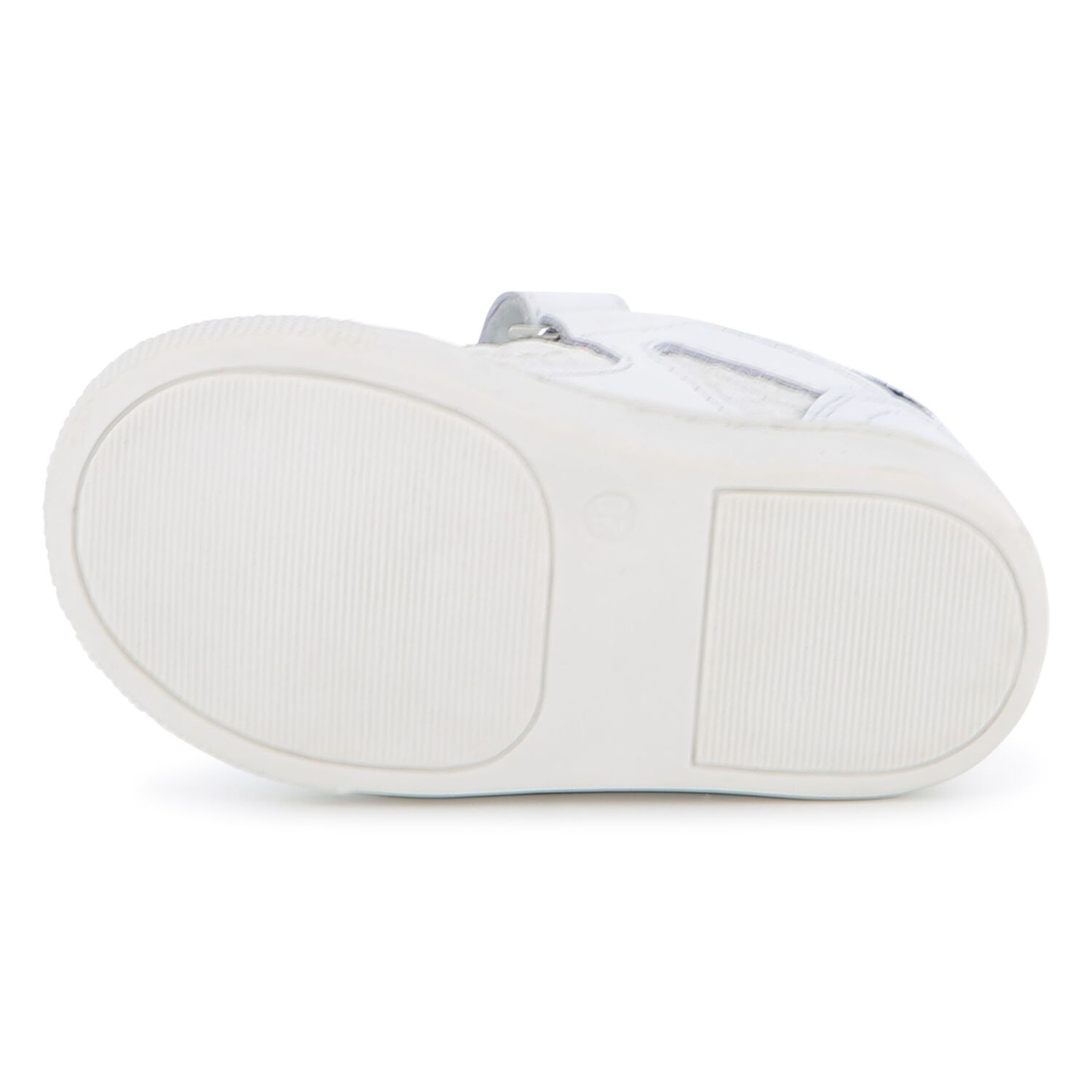 Boys White & Navy Blue Logo Trainers, 2, hi-res