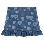 Girls Blue Logo Denim Skirt, 1, hi-res