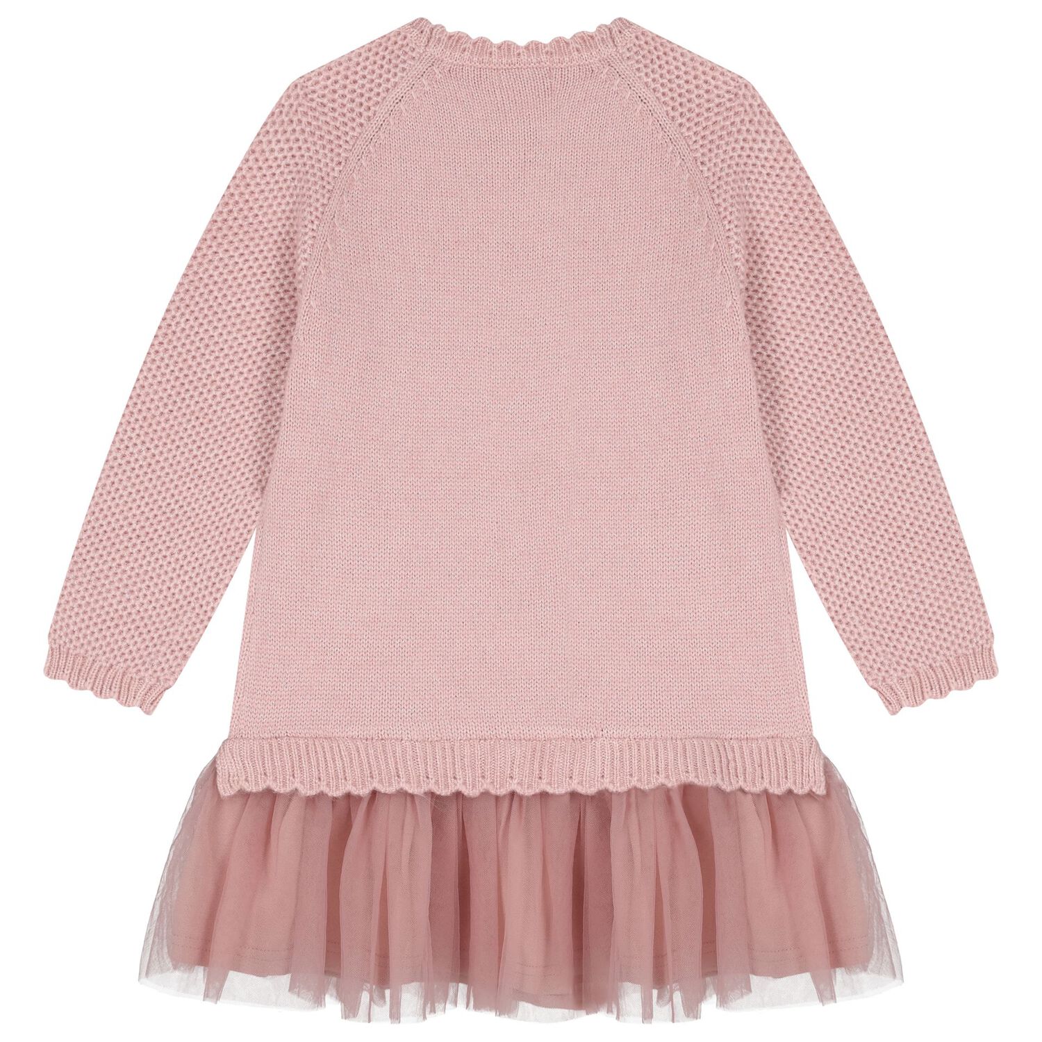 فستان بنات محبوك بتطريز زهور وردية , 1, hi-res