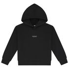 Boys Black Logo Hooded Top, 1, hi-res