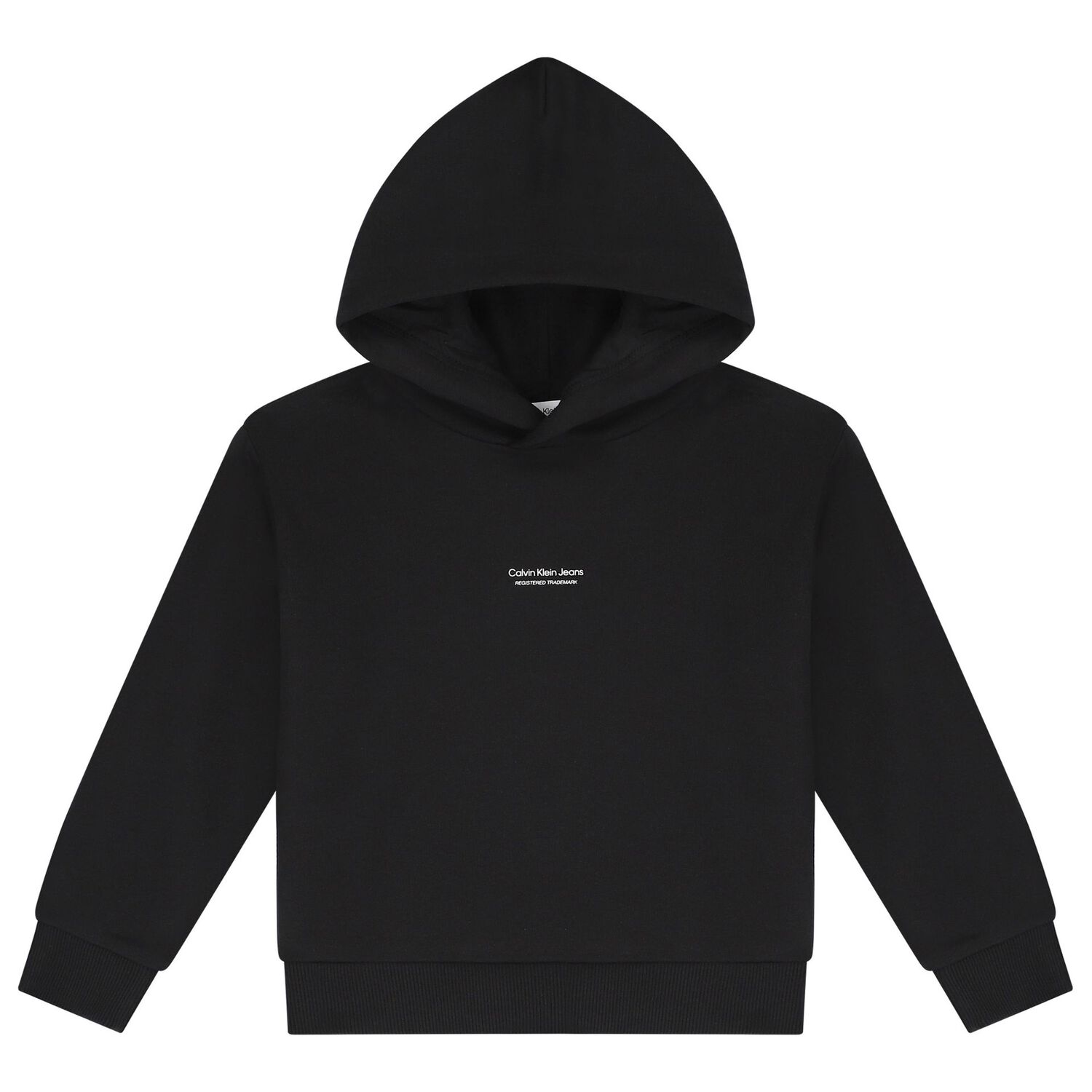 Boys Black Logo Hooded Top, 1, hi-res