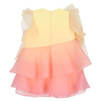 Girls Pink & Yellow Bow Layered Dress