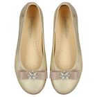 حذاء بنات باليرينا بفيونكة باللون الذهبى, 1, hi-res