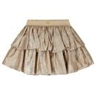 Girls Metallic Gold Puffed Skirt, 1, hi-res