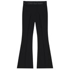 Girls Black Logo Flared Trousers, 1, hi-res