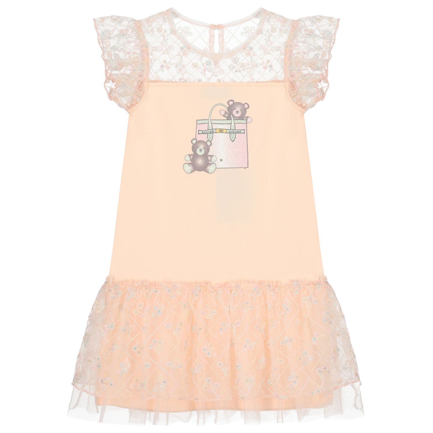 فستان بنات  بطبعة حقيبة باللون الوردي, 1, hi-res