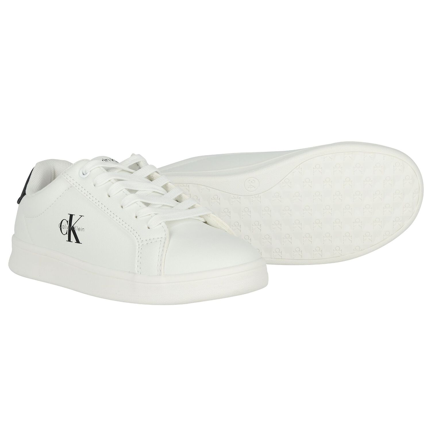 White & Black Logo Trainers, 2, hi-res