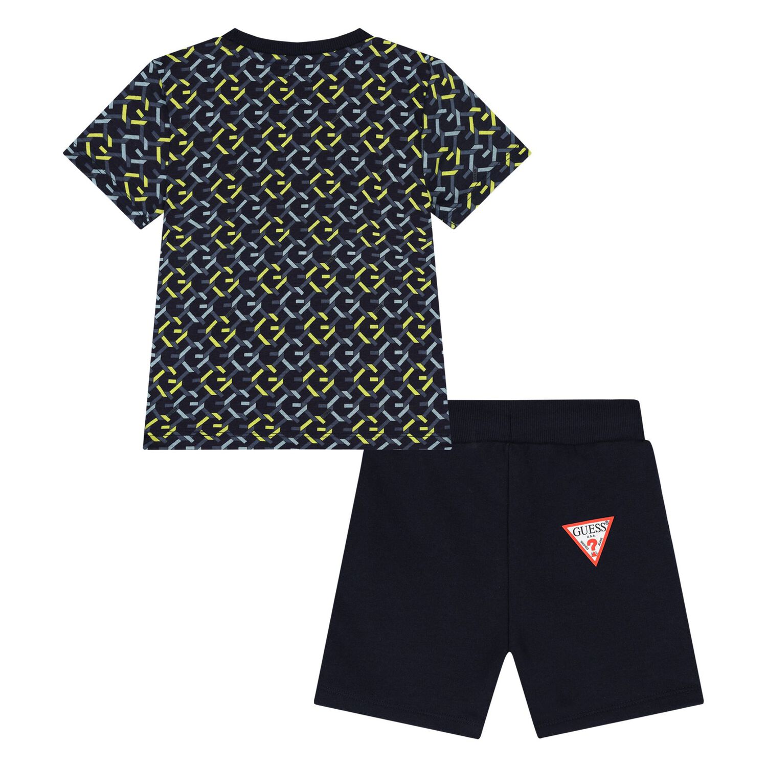 Younger Boys Navy Blue Logo Shorts Set, 1, hi-res