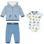 Baby Boys Blue & White Tracksuit Set (3 Piece), 1, hi-res