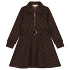 فستان بنات بالشعار باللون البنى , 1, hi-res