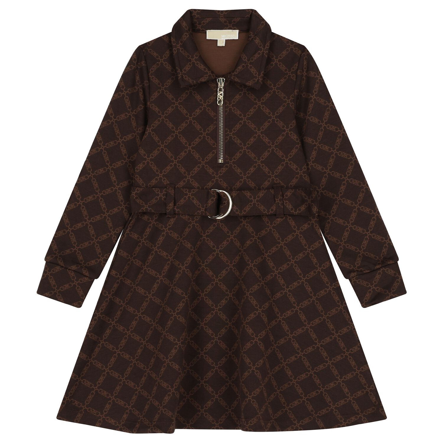 فستان بنات بالشعار باللون البنى , 1, hi-res