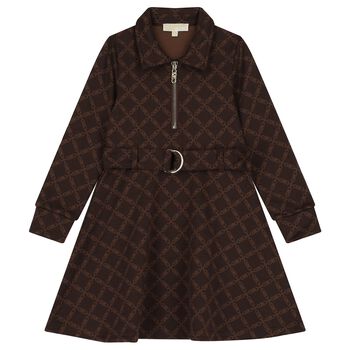 فستان بنات بالشعار باللون البنى 