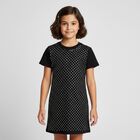 Girls Black Daisy Rhinestones Dress, 1, hi-res