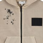 Boys Beige Logo Hooded Top, 1, hi-res