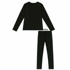 Girls Black Printed Leggings Set, 1, hi-res
