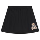Girls Black Teddy Bear Logo Skirt, 3, hi-res