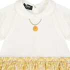 Baby Girls Ivory & Gold Barocco Bodysuit Dress, 1, hi-res