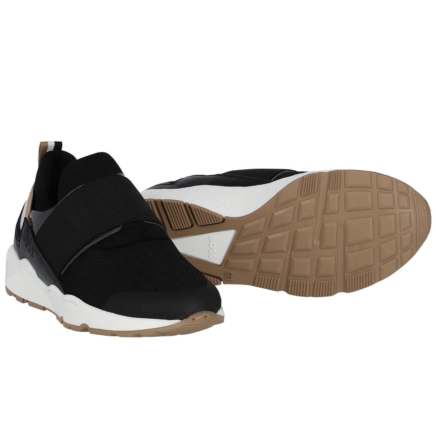 حذاء رياضى بالشعار باللون الأسود للاولاد, 1, hi-res image number null