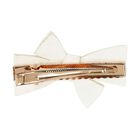 Girls White Diamante Embellished Bow Hair Clip, 3, hi-res