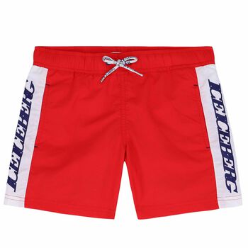 Boys Red Logo Swim Shorts