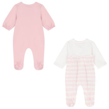 Baby Girls White & Pink Babygrows ( 2-Pack )