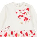 Baby Girls White & Red Hearts Dress, 1, hi-res