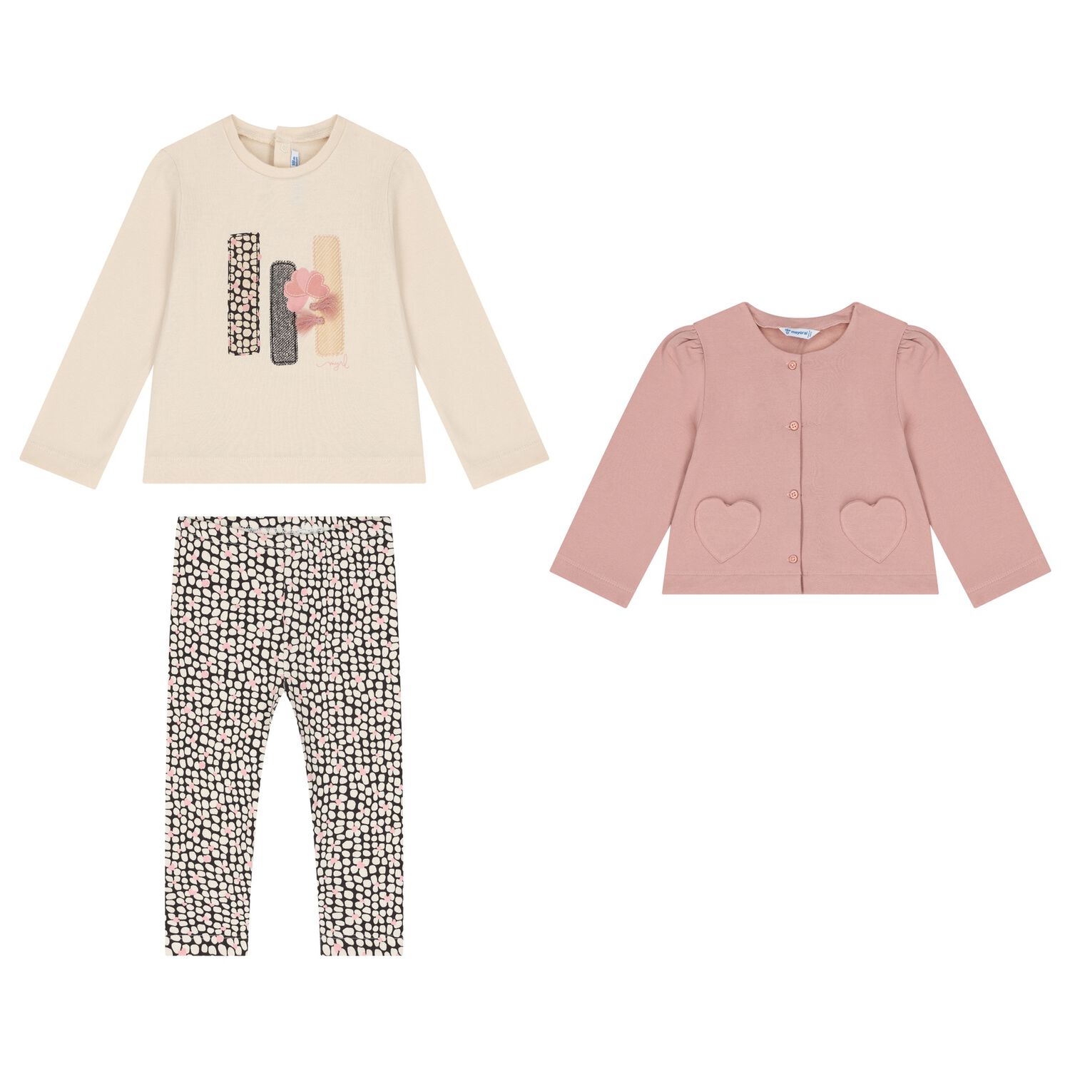 Younger Girls Beige & Pink Legging Set, 2, hi-res image number null