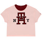 تيشيرت بنات بوجهين بالشعار باللون الوردى والعنابى, 1, hi-res