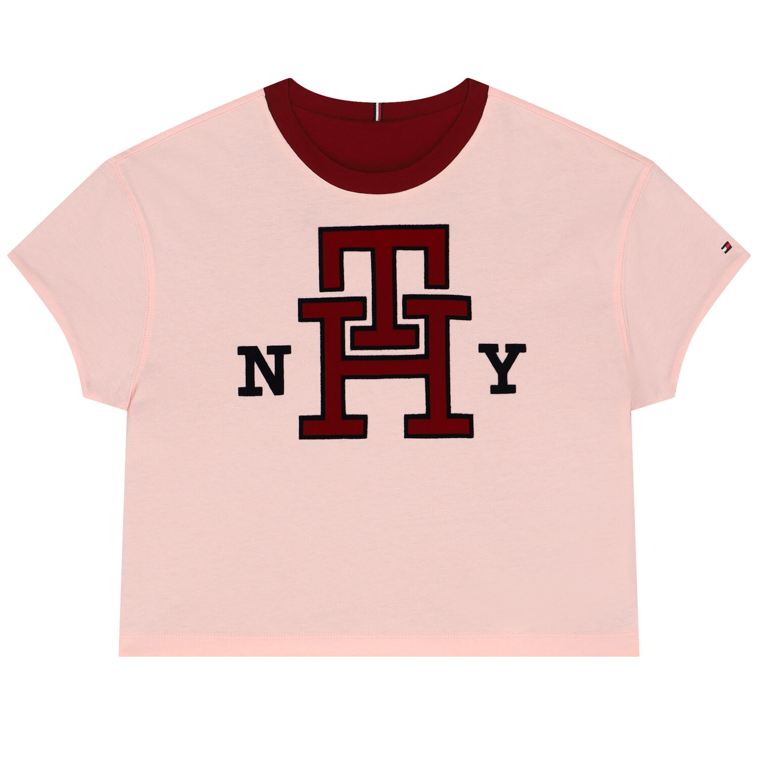 تيشيرت بنات بوجهين بالشعار باللون الوردى والعنابى, 1, hi-res