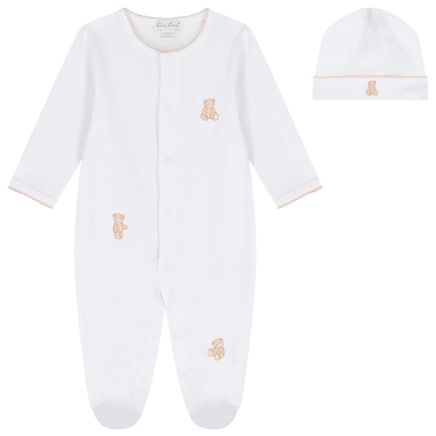 White & Beige Teddy Bear Time Babygrow Set, 1, hi-res image number null