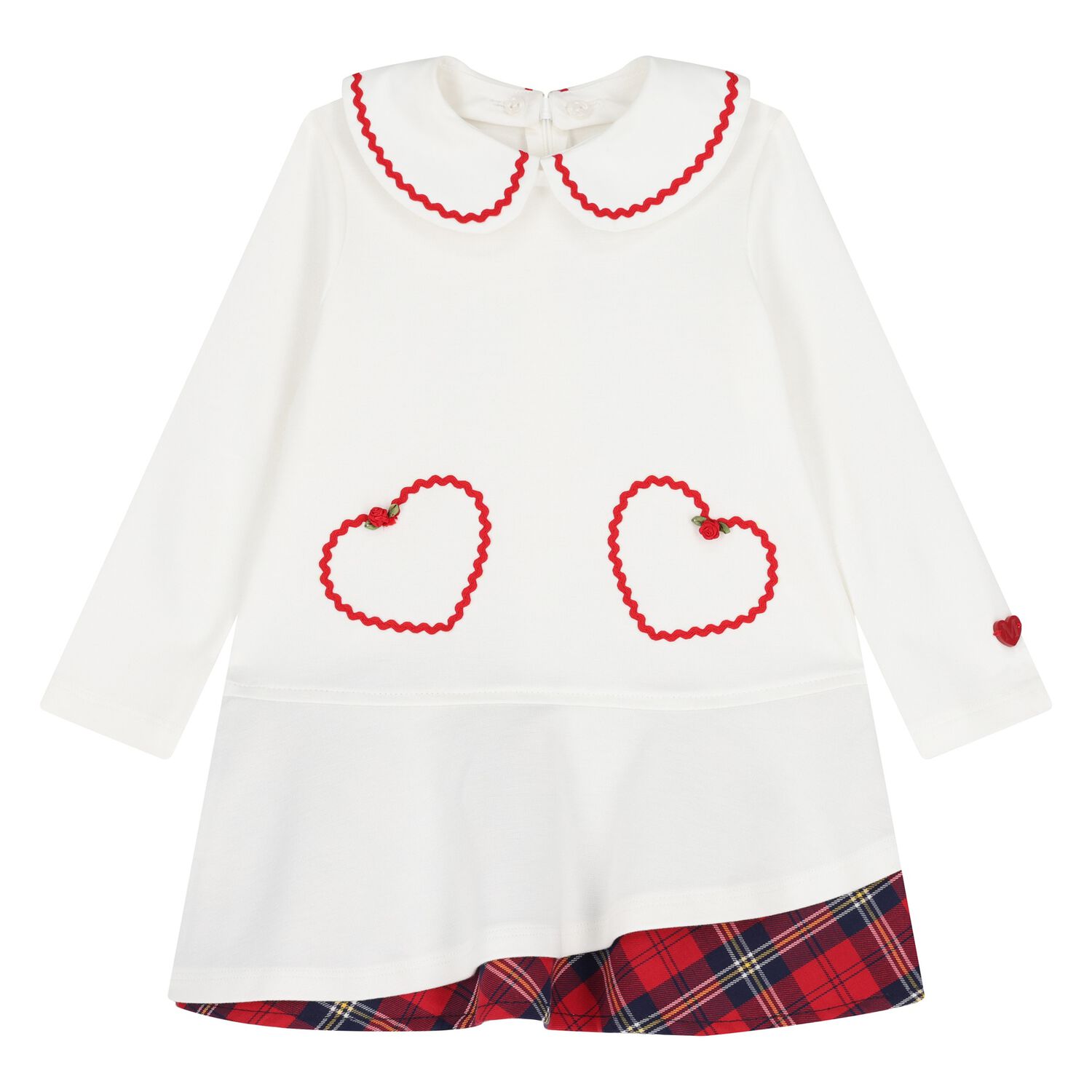 Younger Girls Ivory Heart Dress, 1, hi-res