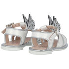 Girls White & Silver Butterfly Sandals, 1, hi-res