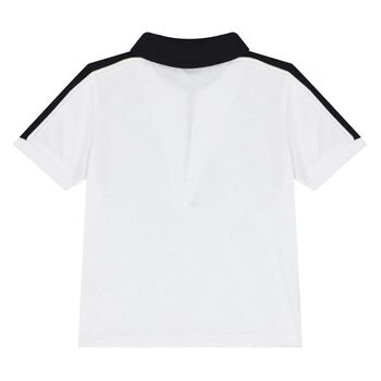 تيشيرت بولو للاولاد بالشعار باللون الابيض 