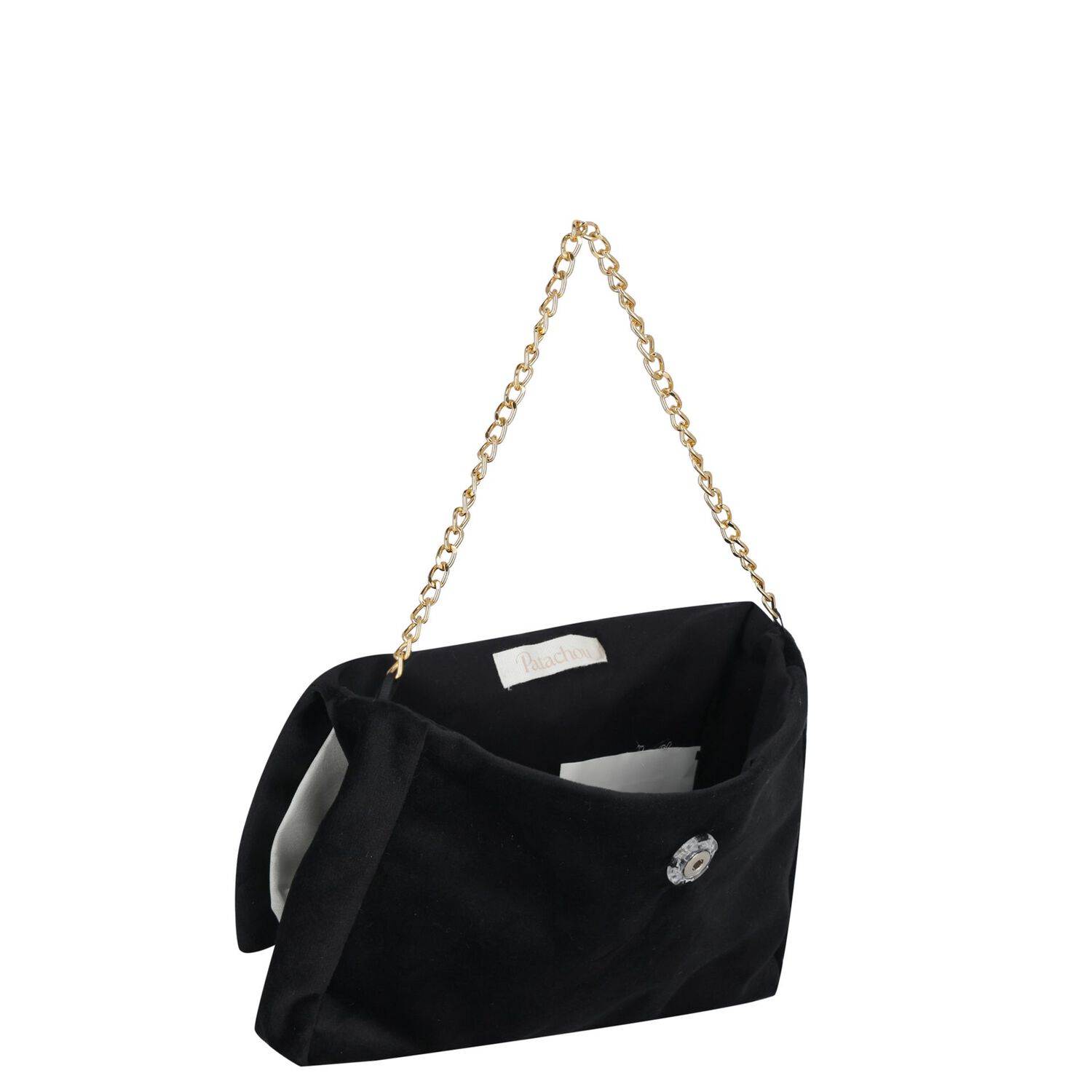 Girls Black & Ivory Bow Velvet Handbag ( 22CM ) , 1, hi-res