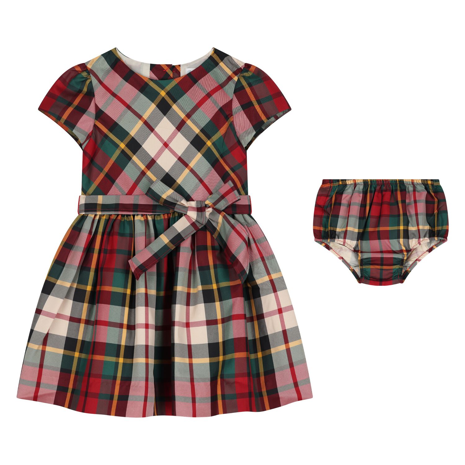 Baby Girls Red & Green Tartan Dress Set, 1, hi-res