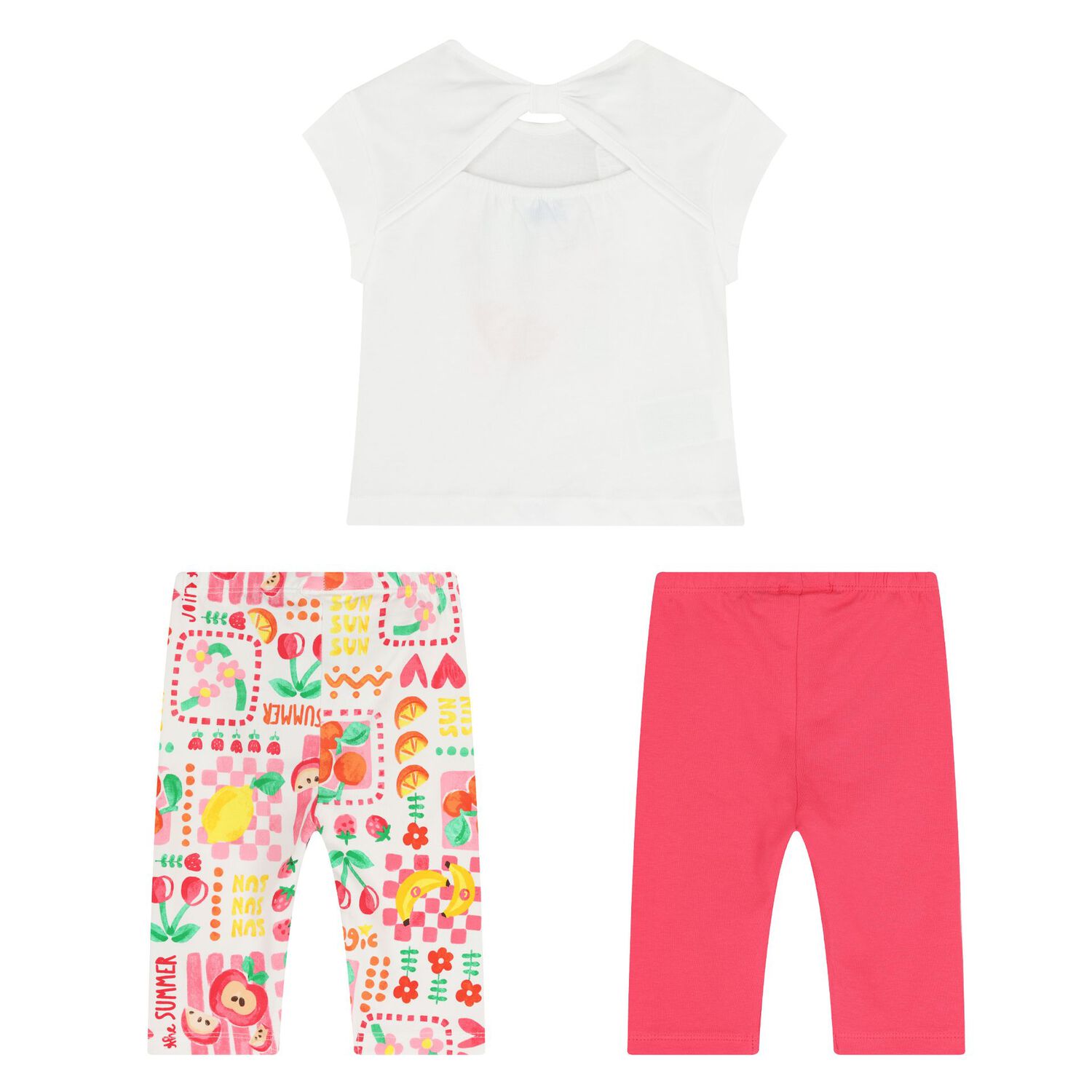 Younger Girls White & Pink Leggings Set, 1, hi-res
