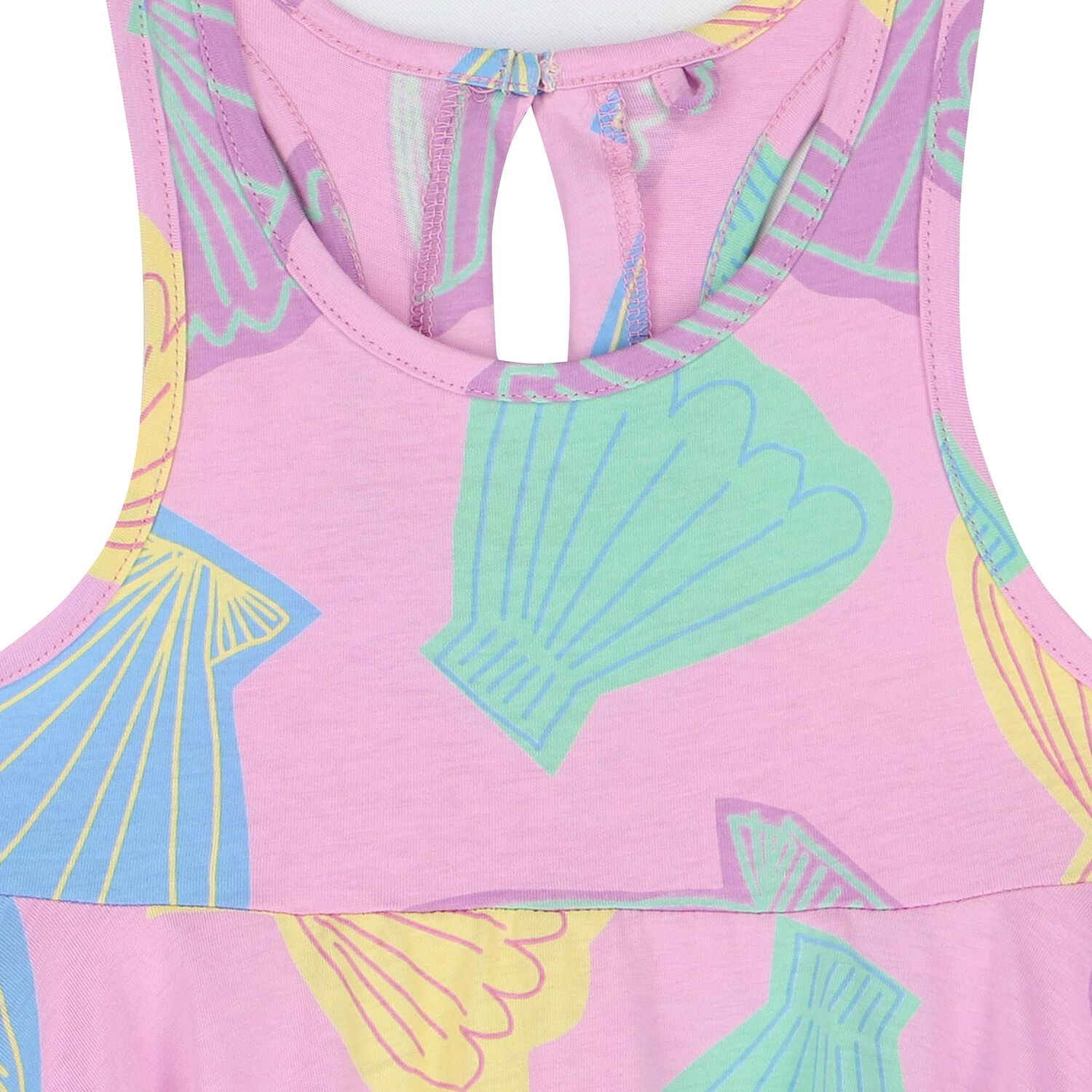 فستان بنات بطبعة الصدف باللون الوردى, 1, hi-res