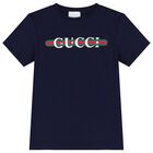 تيشيرت قطن بالشعار باللون الكحلي, 2, hi-res