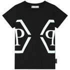 Boys Black Logo T-Shirt, 3, hi-res