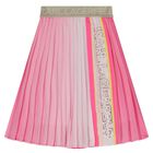 Girls Pink Logo Pleated Skirt, 1, hi-res