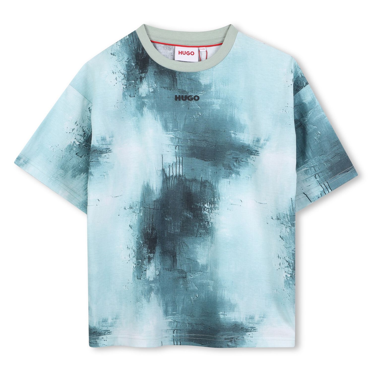 تي شيرت أولاد بالشعار باللون الأزرق والأبيض, 1, hi-res