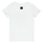 تيشيرت بالشعار باللون الأبيض والأسود للبنات , 1, hi-res