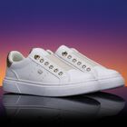 Girls White & Gold Slip-On Trainers, 1, hi-res